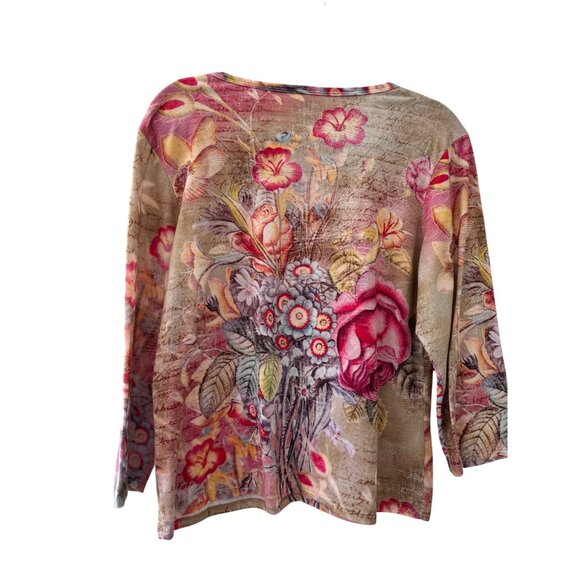 Coldwater Creek Floral Print Womens Long Sleeve Top L Fairy Bohemian - Picture 2 of 10